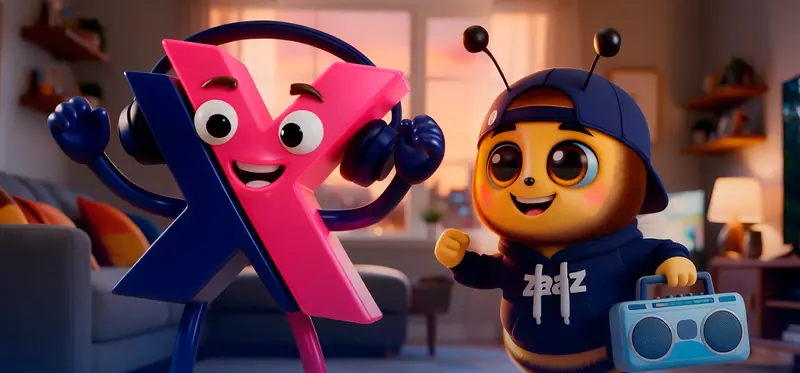 Mascotes da Proxxima e da Zaaz dançando com um rádio